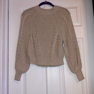 American eagle xs open knit sweater cream color with puffy sleeves